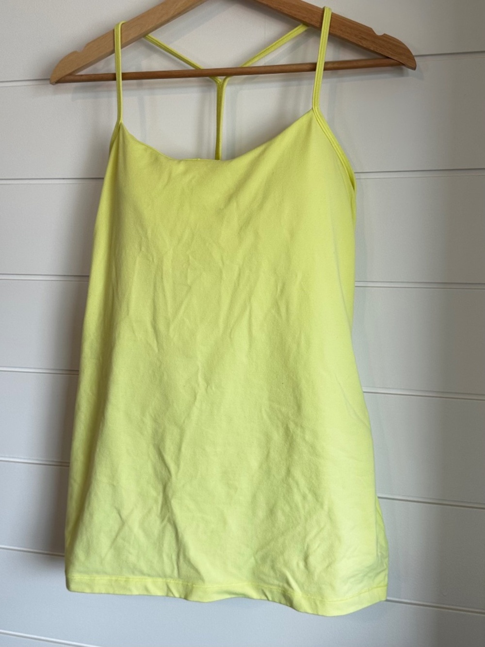 Lululemon Power Y Tank Size 10 Bright Yellow Green Built-In Bra Yoga Racerback